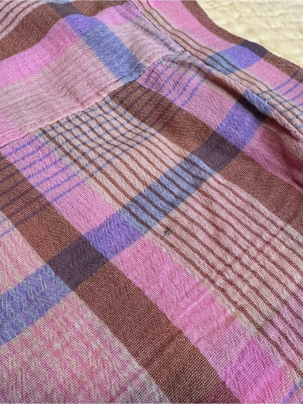 Lucky Brand Button Up Shirt Women’s Large Madras Plaid Western Cowgirl NEW